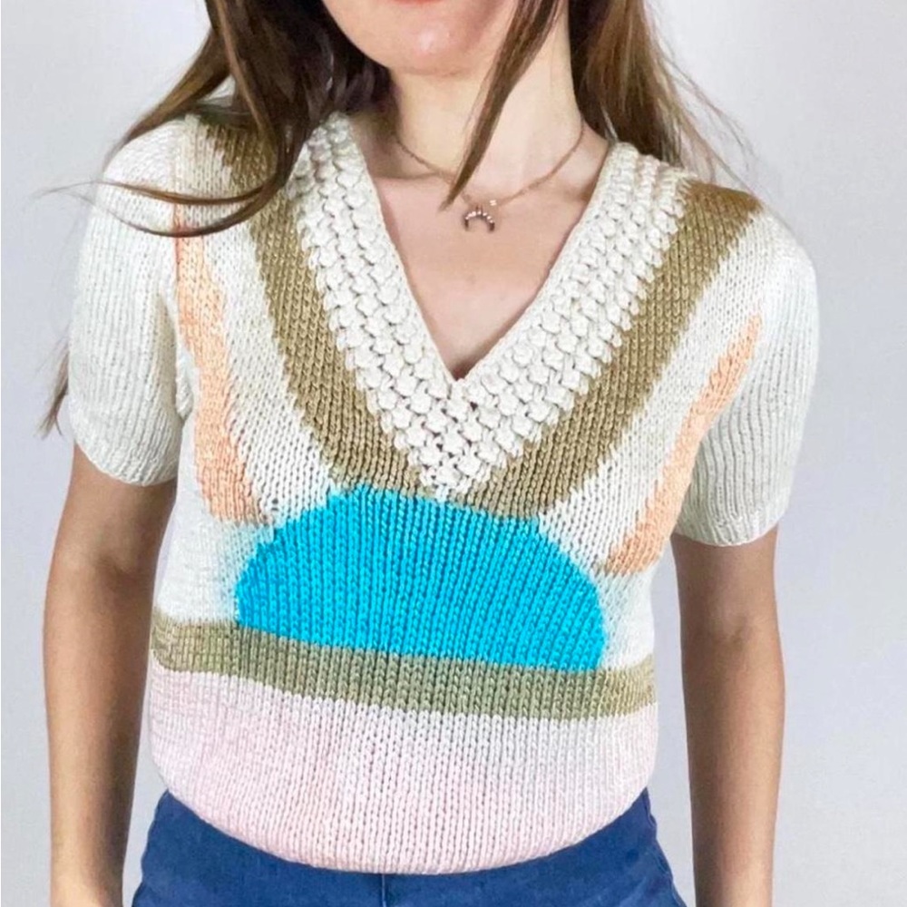 Vintage 70s sunrise here comes the sun retro sweater